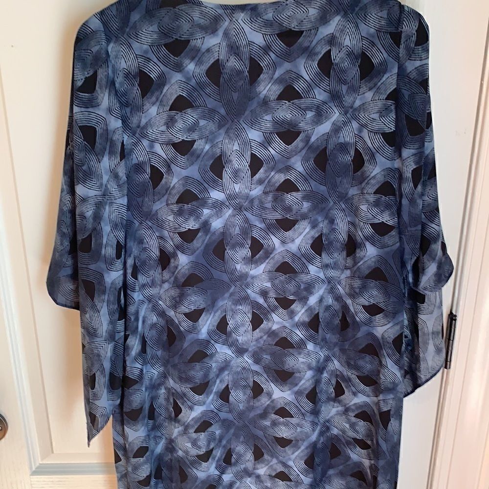 New Asher Blue patterned Long Duster Kimono - Picture 6 of 12